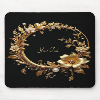 Alfombrilla De Ratón Golden Floral Ornate Frame Mousepad