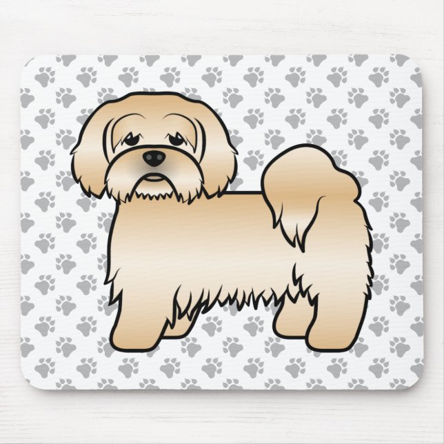 Alfombrilla De Ratón Golden Lhasa Apso Cute Cartoon Dog Ilustracion (Frente)