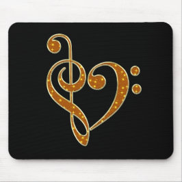 Alfombrilla De Ratón Golden Love Musical Notes Mousepad