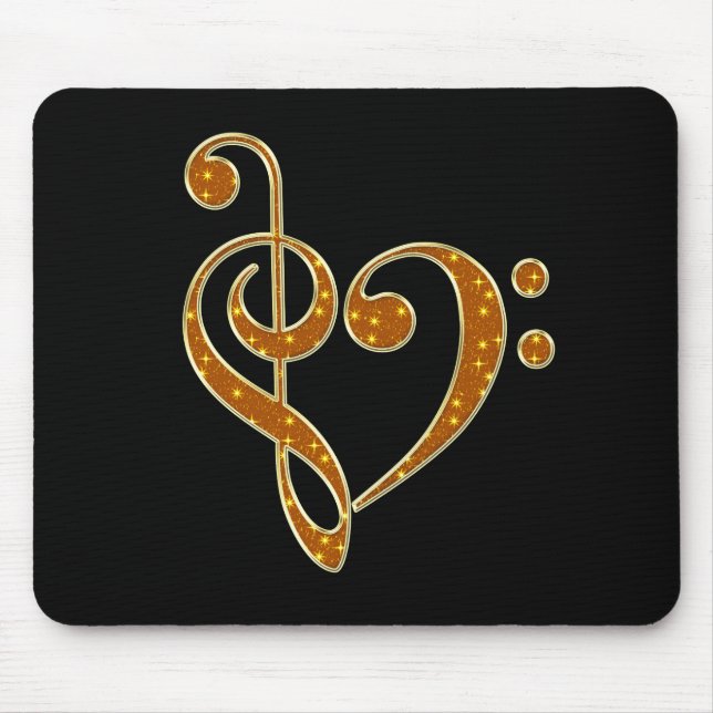 Alfombrilla De Ratón Golden Love Musical Notes Mousepad (Frente)