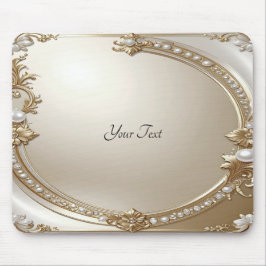 Alfombrilla De Ratón Golden Ornate Frame with Pearls Mousepad