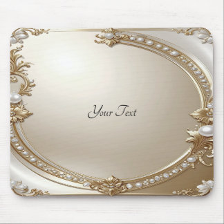 Alfombrilla De Ratón Golden Ornate Frame with Pearls Mousepad