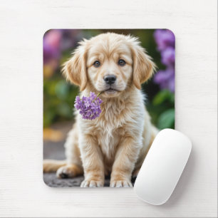 Alfombrilla De Ratón Golden Recuperar Cachorro Con Lilacs