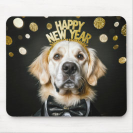 Alfombrilla De Ratón Golden Retriever Año Nuevo Esmoquin