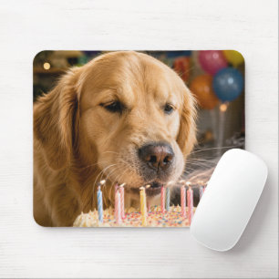 Alfombrilla De Ratón Golden Retriever Apagando Velas de Cumpleaños