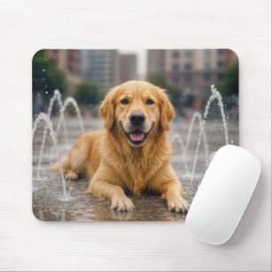 Alfombrilla De Ratón Golden Retriever Cooling Off In Splash Pad