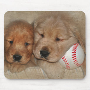 Alfombrilla De Ratón Golden Retriever Cuppies con béisbol