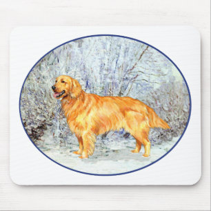 Alfombrilla De Ratón Golden Retriever en invierno