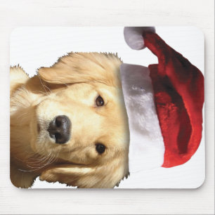Alfombrilla De Ratón Golden Retriever En Santa Hat