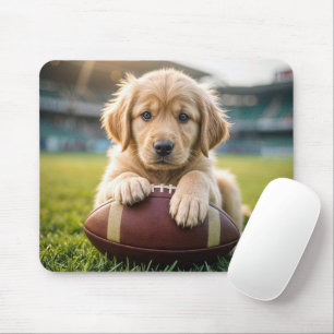 Alfombrilla De Ratón Golden Retriever En Un Fútbol