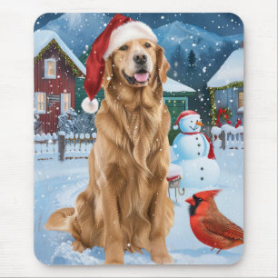 Alfombrilla De Ratón Golden Retriever País de las Maravillas de Inviern