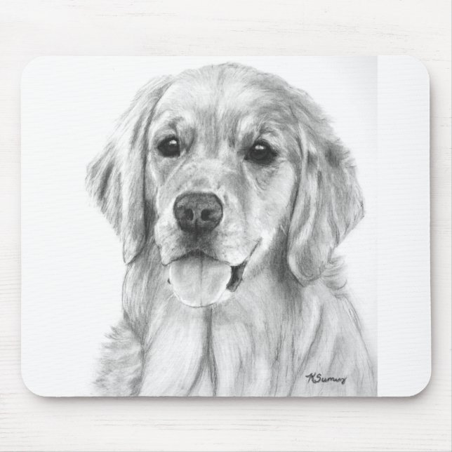 Alfombrilla De Ratón Golden retriever que dibuja Mousepad (Frente)