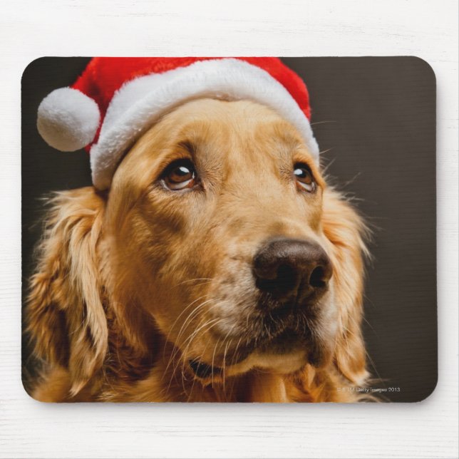 Alfombrilla De Ratón Golden retriever que presenta para su navidad (Frente)