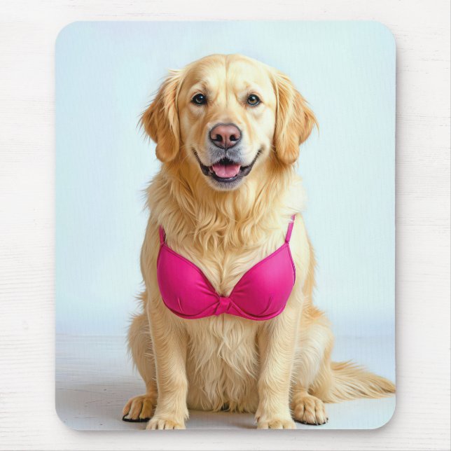 Alfombrilla De Ratón Golden Retriever Wearing a Pink Bra (Frente)