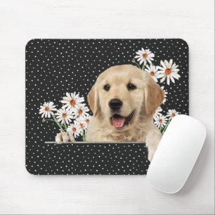 Alfombrilla De Ratón Golden Retriever y Daisies