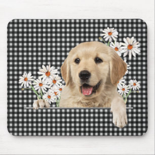 Alfombrilla De Ratón Golden Retriever y Daisies