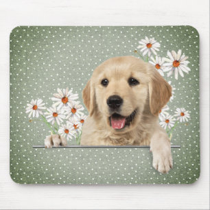 Alfombrilla De Ratón Golden Retriever y Daisies