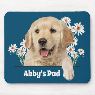 Alfombrilla De Ratón Golden Retriever y Daisies Mouse Pad