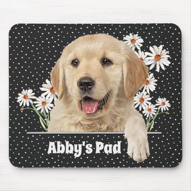 Alfombrilla De Ratón Golden Retriever y Daisies Mouse Pad (Frente)