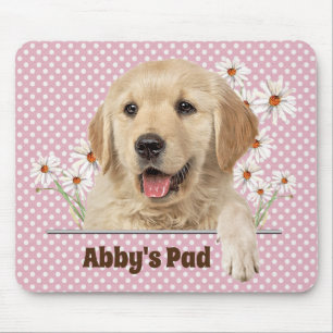 Alfombrilla De Ratón Golden Retriever y Daisies Mouse Pad
