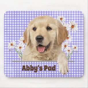 Alfombrilla De Ratón Golden Retriever y Daisies Mouse Pad