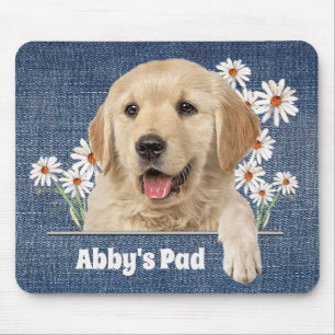 Alfombrilla De Ratón Golden Retriever y Daisies Mouse Pad