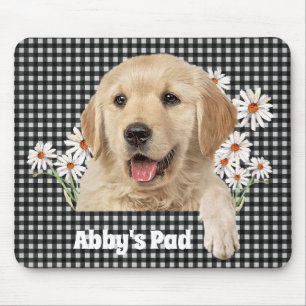 Alfombrilla De Ratón Golden Retriever y Daisies Mouse Pad
