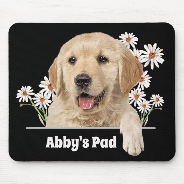Alfombrilla De Ratón Golden Retriever y Daisies Mouse Pad (Frente)