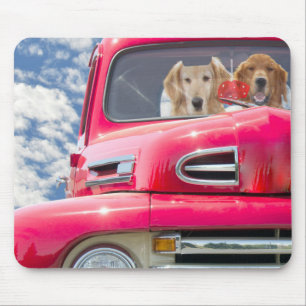 Alfombrilla De Ratón Golden Retrievers en Camioneta Retro