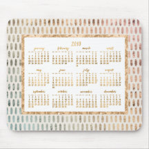 Golden Yearly 2019 Calendar Pads Light