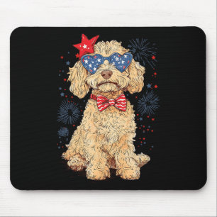 Alfombrilla De Ratón Goldendoodle 4 de julio Patriótico Golden Doodle D