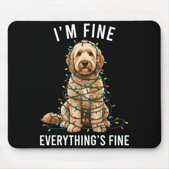 Alfombrilla De Ratón Goldendoodle Christmas I'm Fine Everything Is Fine (Frente)