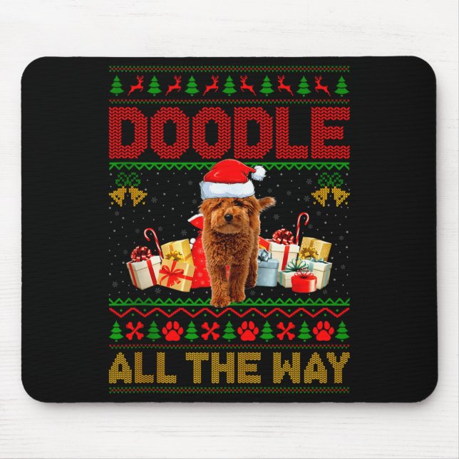 Alfombrilla De Ratón Goldendoodle Dog Ugly Christmas Sweaters Pet Dog L (Frente)