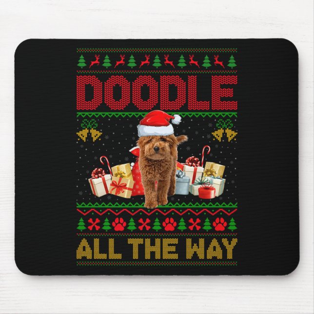 Alfombrilla De Ratón Goldendoodle Dog Ugly Christmas Sweaters Pet Dog L (Frente)
