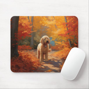 Alfombrilla De Ratón Goldendoodle en otoño inspira caída de hojas