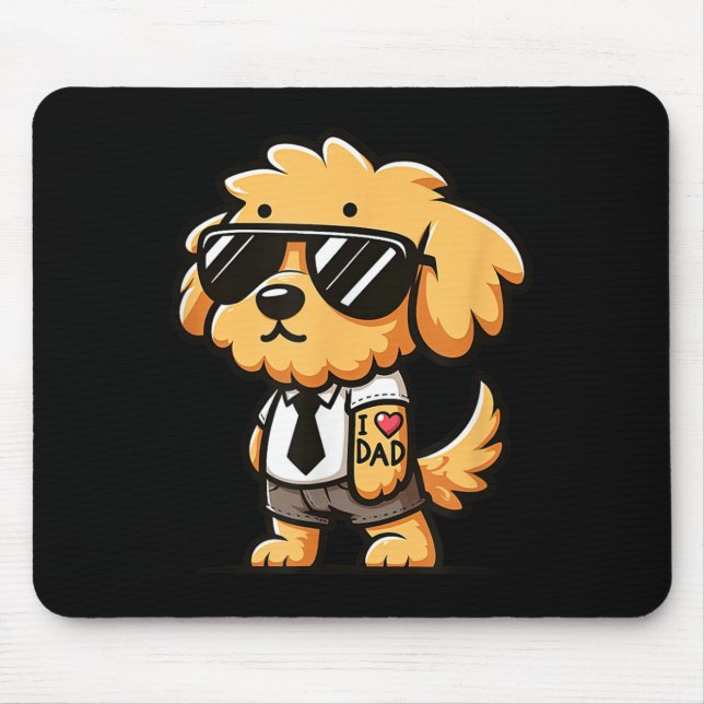 Alfombrilla De Ratón Goldendoodle I Love Dad Funny Dog Tattoo (Frente)
