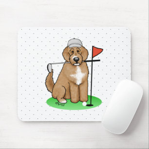 Alfombrilla De Ratón Goldendoodle Perro Jugando Golf (rojo whmk2) Diver
