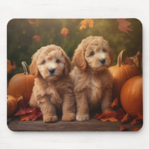 Alfombrilla De Ratón Goldendoodle Puppy Autumn Delight Pumpkin