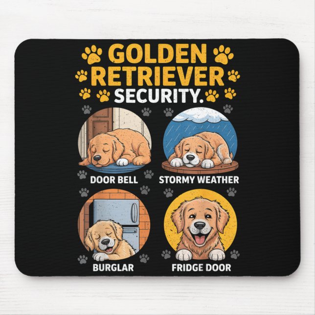 Alfombrilla De Ratón Goldens Tee Golden Retriever Security Funny  (Frente)