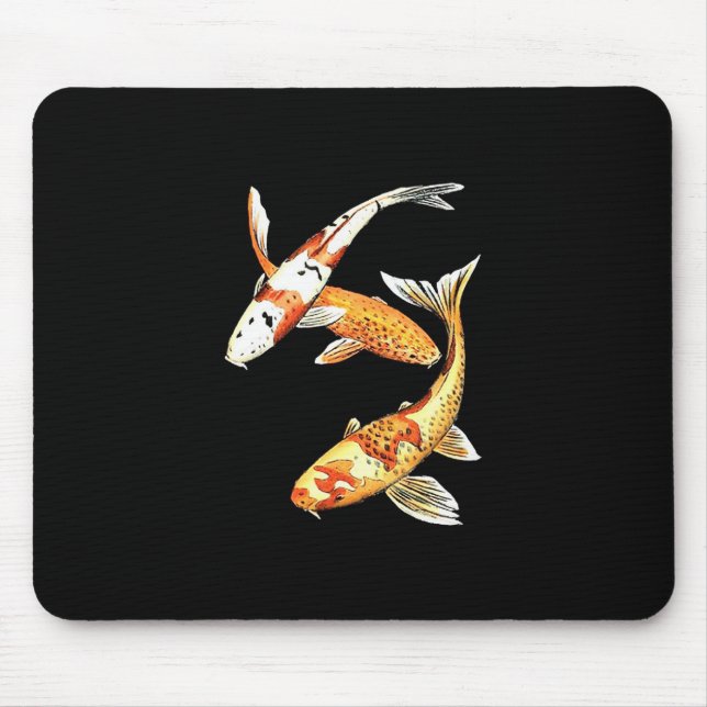 Alfombrilla De Ratón Goldfish de Koi del japonés en negro (Frente)