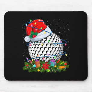 Alfombrilla De Ratón Golf Ball Santa Sombrero Luces de Navidad Divertid