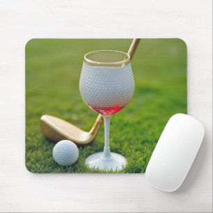 Alfombrilla De Ratón Golf Ball Wine Glass and Club