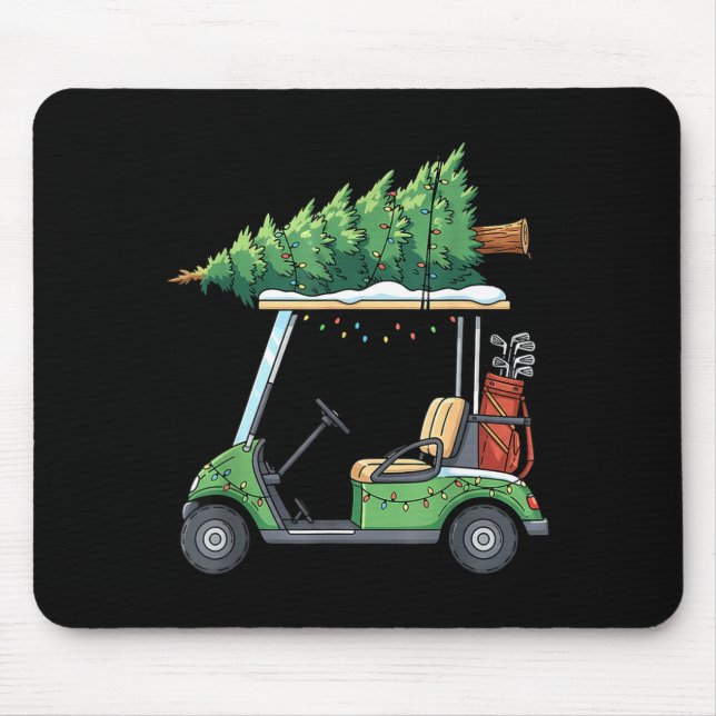 Alfombrilla De Ratón Golf Cart Christmas Tree Lights Funny For Men Wome (Frente)