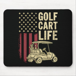 Alfombrilla De Ratón Golf Cart Life Usa Flag Funny Golfing Dad Husband