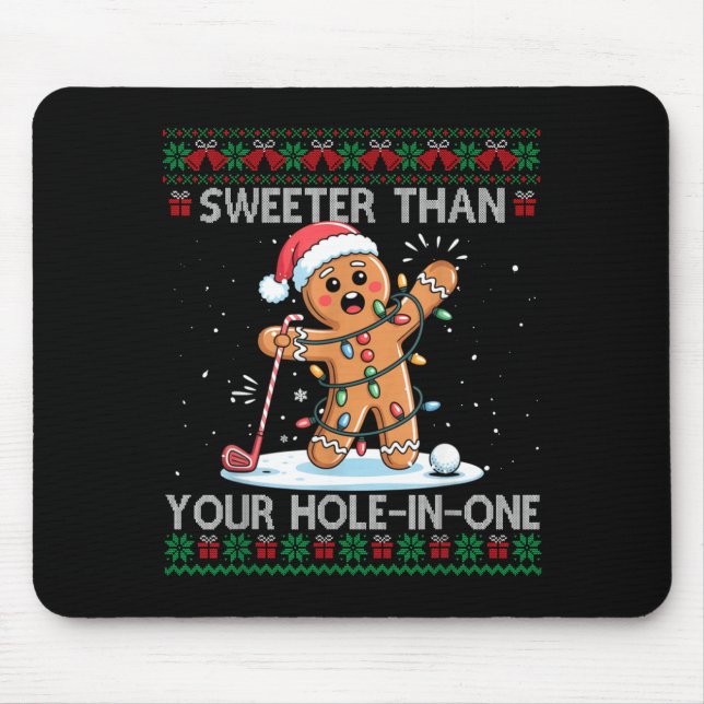 Alfombrilla De Ratón Golf Christmas Gingerbread Sweeter Than Your Hole- (Frente)