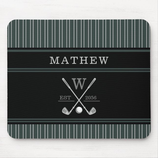 Alfombrilla De Ratón Golf Monograma Nombre inicial Herencia Verde (Frente)