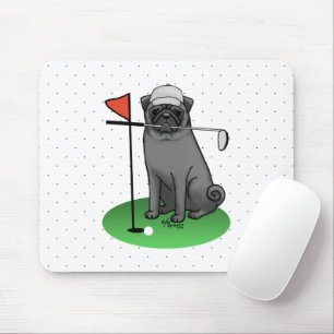 Alfombrilla De Ratón Golf Pug Jugando Golf (negro) Cute Dog Funny