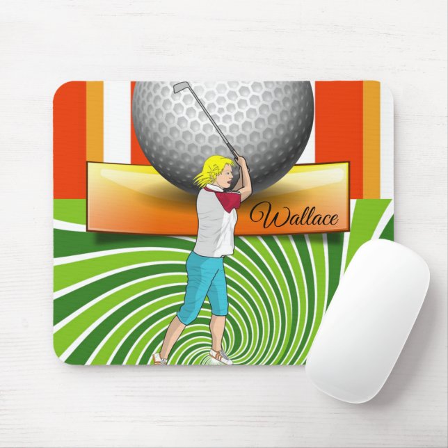 Alfombrilla De Ratón Golfer Balls Green Stripe Mouse Pad! Pad del ratón (Con ratón)