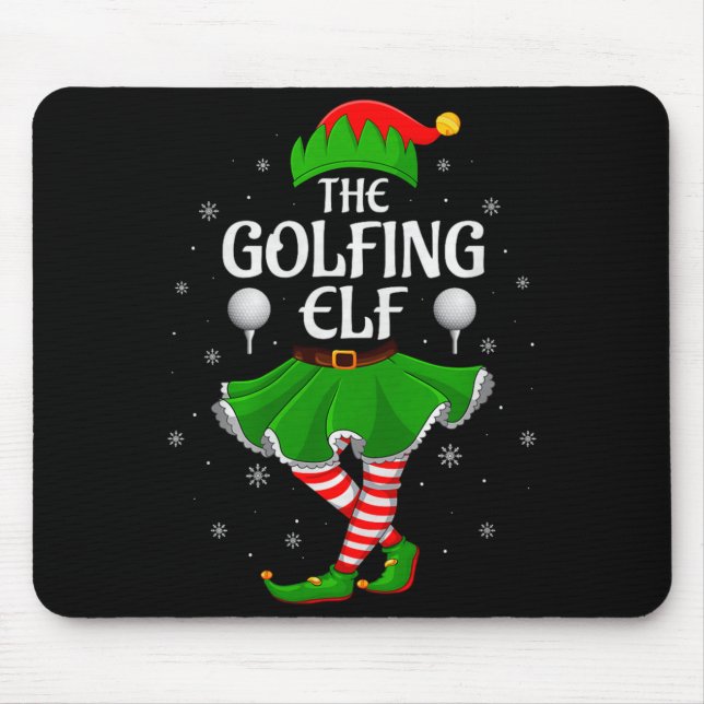 Alfombrilla De Ratón Golfing Elf Christmas Family Girls Women Elf Squad (Frente)