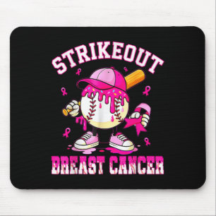 Alfombrilla De Ratón Golpear el cáncer de mama Conciencia Béisbol Drip 